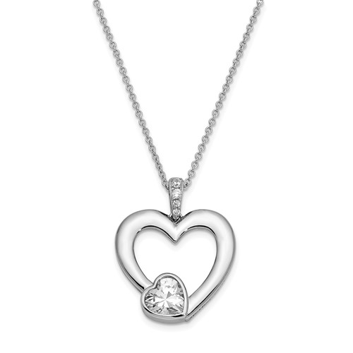 Sterling Silver CZ Antiqued Mother of the Bride Necklace, 18"