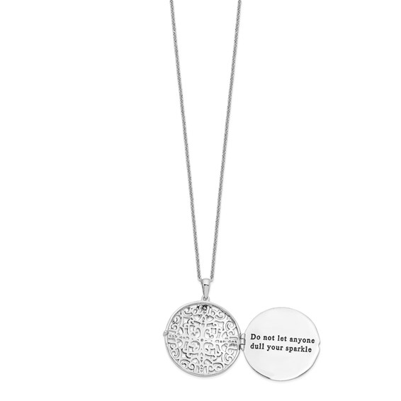 Sentimental Expressions Sterling Silver Rhodium-plated CZ Antiqued Do Not Let Anyone Dull 18in. Necklace