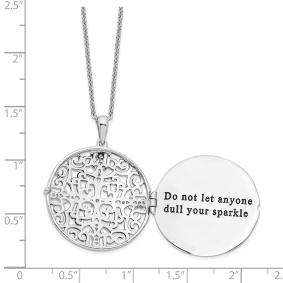 Sentimental Expressions Sterling Silver Rhodium-plated CZ Antiqued Do Not Let Anyone Dull 18in. Necklace