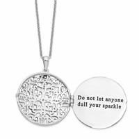 Sentimental Expressions Sterling Silver Rhodium-plated CZ Antiqued Do Not Let Anyone Dull Necklace, 18" view 1