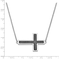 Sterling Silver Antiqued Cross Necklace with 0.75in Ext, 17.5" view 3