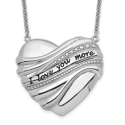 Sentimental Expressions Sterling Silver Rhodium-plated Antiqued I Love You More Necklace, 18"