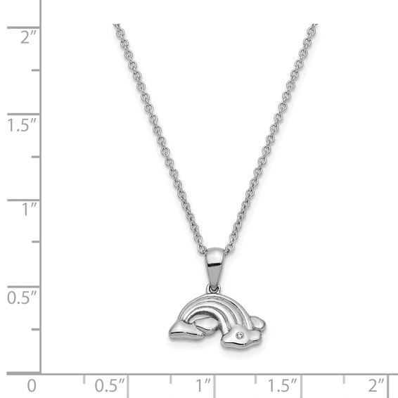 Sentimental Expressions Sterling Silver Rhodium-plated CZ Paint Rainbows 14in. Necklace with 2in. ext