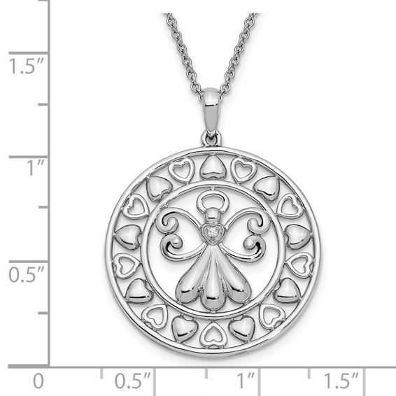 Sentimental Expressions Sterling Silver Rhodium-plated CZ Angels On Assignment 18in. Necklace
