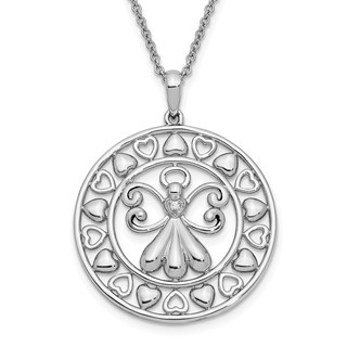 Sentimental Expressions Sterling Silver Rhodium-plated CZ Angels On Assignment 18in. Necklace