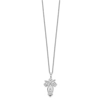 Sentimental Expressions Sterling Silver Rhodium-plated CZ Antiqued the Salvation Cross Necklace, 18" view 2