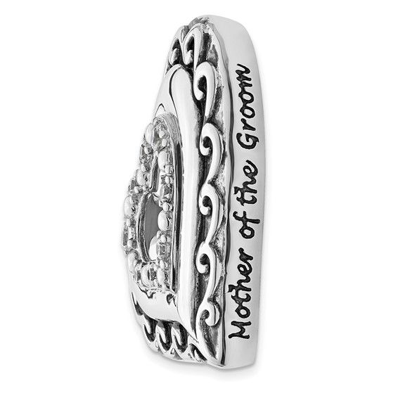 Sterling Silver CZ Antiqued Mother Of The Groom 18in. Necklace