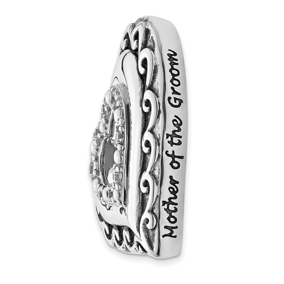 Sterling Silver CZ Antiqued Mother Of The Groom 18in. Necklace