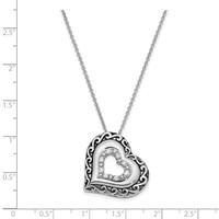 Sterling Silver CZ Antiqued Mother of the Groom Necklace, 18" view 4