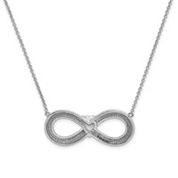 Sentimental Expressions Sterling Silver Rhodium-plated CZ Antiqued Forever Necklace, 19" view 3