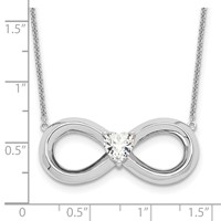 Sentimental Expressions Sterling Silver Rhodium-plated CZ Antiqued Forever Necklace, 19" view 5