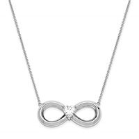 Sentimental Expressions Sterling Silver Rhodium-plated CZ Antiqued Forever Necklace, 19" view 1