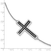 Sterling Silver Antiqued Carry Your Cross Bracelet with 0.50 in Ext, 7" view 4