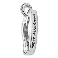 Sterling Silver CZ Antiqued Mother of the Groom Necklace, 18" view 2