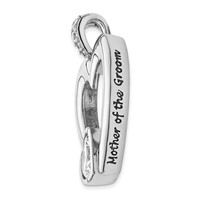 Sterling Silver CZ Antiqued Mother of the Groom Necklace, 18" view 5