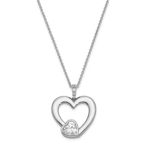 Sterling Silver CZ Antiqued Mother of the Groom Necklace, 18"