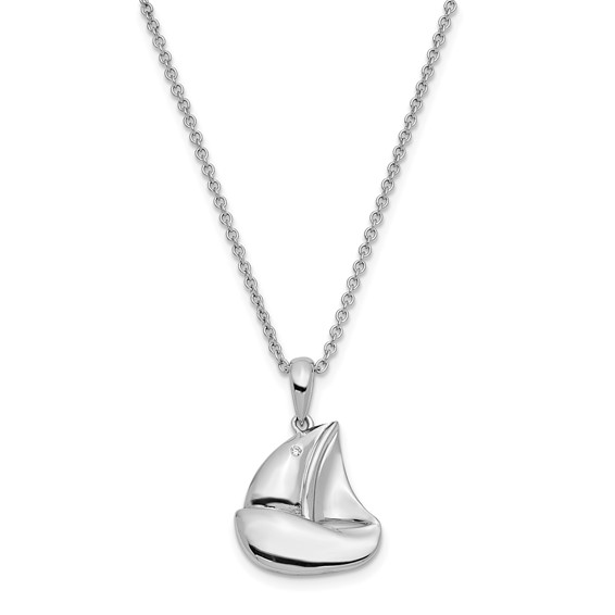 Sentimental Expressions Sterling Silver Rhodium-plated CZ Explore Your World 14in. Necklace with 2in. ext