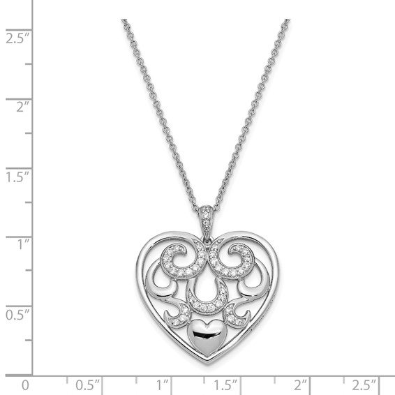 Sterling Silver CZ Antiqued I Am With You 18in. Necklace