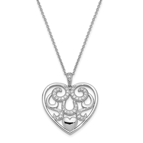Sterling Silver CZ Antiqued I Am Necklace with You, 18"