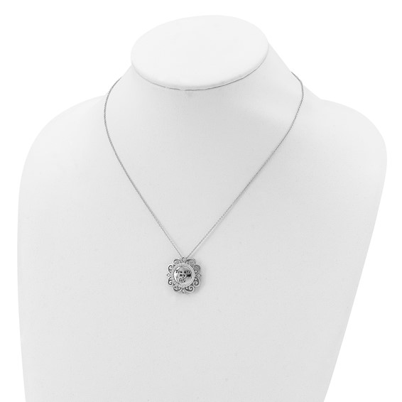 Sentimental Expressions Sterling Silver Rhodium-plated CZ Antiqued You Are My Life 18in. Necklace