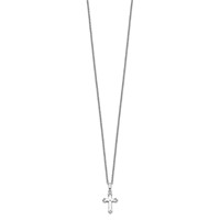 Sentimental Expressions Sterling Silver Rhodium-plated CZ Believe Big Necklace with 2in Ext, 14" view 2