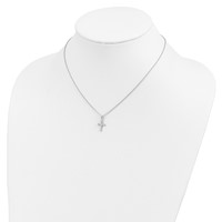 Sentimental Expressions Sterling Silver Rhodium-plated CZ Believe Big Necklace with 2in Ext, 14" view 5