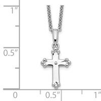 Sentimental Expressions Sterling Silver Rhodium-plated CZ Believe Big Necklace with 2in Ext, 14" view 4