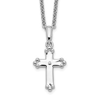 Sentimental Expressions Sterling Silver Rhodium-plated CZ Believe Big Necklace with 2in Ext, 14" view 1