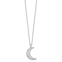 Sentimental Expressions Sterling Silver Rhodium-plated CZ Antiqued Love You to the Moon and Back Necklace, 18" view 2