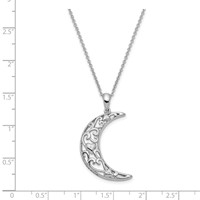 Sentimental Expressions Sterling Silver Rhodium-plated CZ Antiqued Love You to the Moon and Back Necklace, 18" view 5