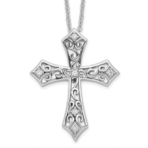 Sentimental Expressions Sterling Silver Rhodium-plated CZ I Still Believe Necklace, 18"