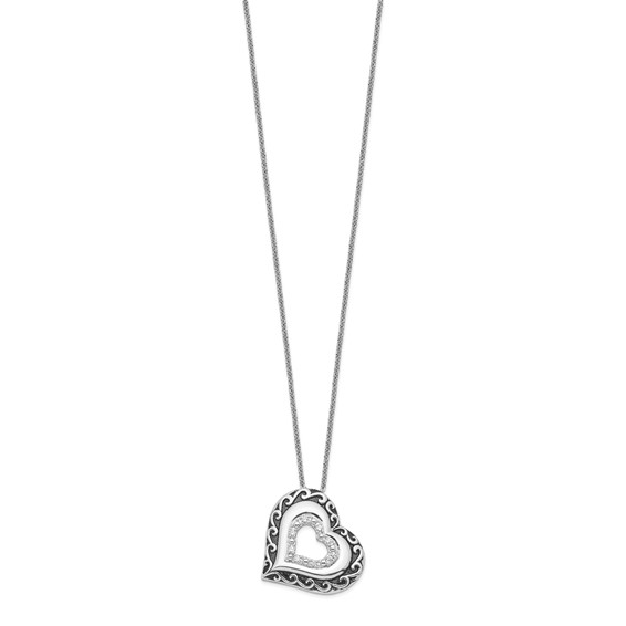 Sentimental Expressions Sterling Silver Rhodium-plated CZ Antiqued Mother Of the Bride 18in. Necklace