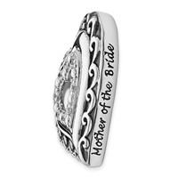 Sentimental Expressions Sterling Silver Rhodium-plated CZ Antiqued Mother of the Bride Necklace, 18" view 3