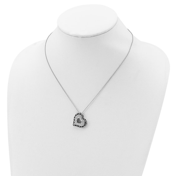 Sentimental Expressions Sterling Silver Rhodium-plated CZ Antiqued Mother Of the Bride 18in. Necklace