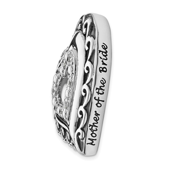 Sentimental Expressions Sterling Silver Rhodium-plated CZ Antiqued Mother Of the Bride 18in. Necklace