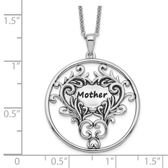 Sentimental Expressions Sterling Silver Rhodium-plated Antiqued Mother 18in. Necklace