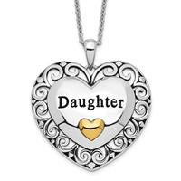 Sentimental Expressions Sterling Silver Gold-plated Antiqued Daughter Necklace, 18" view 1
