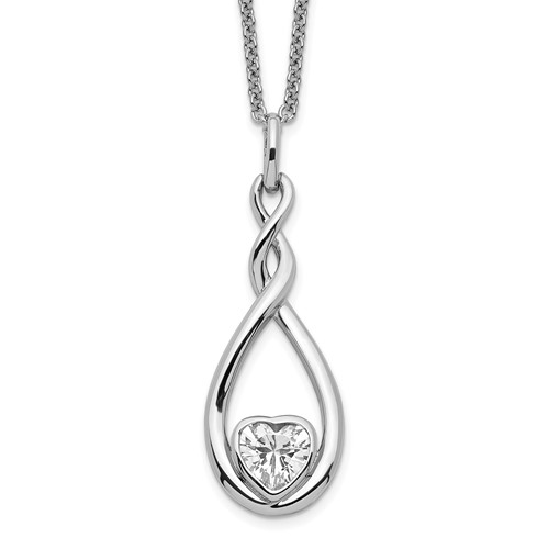 Sentimental Expressions Sterling Silver Rhodium-plated CZ Love You Forever Necklace, 18"