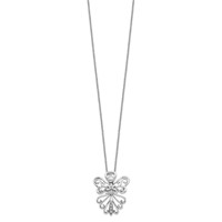 Sentimental Expressions Sterling Silver Rhodium-plated CZ Antiqued Angel, Heavenly Angel Necklace, 18" view 2