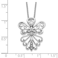 Sentimental Expressions Sterling Silver Rhodium-plated CZ Antiqued Angel, Heavenly Angel Necklace, 18" view 4