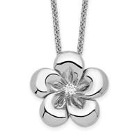Sentimental Expressions Sterling Silver Rhodium-plated CZ Be a Blessing Necklace with 2in Ext, 14" view 1