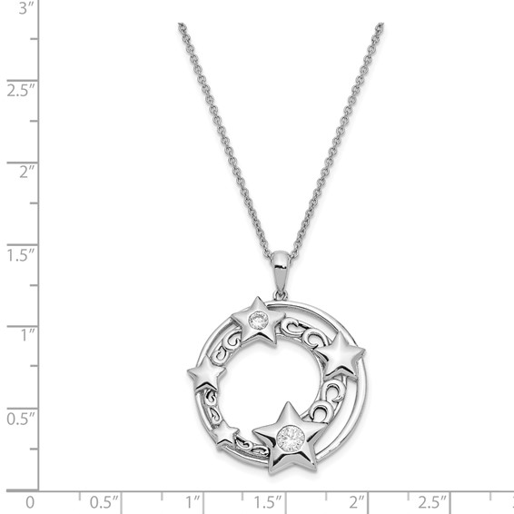 Sentimental Expressions Sterling Silver Rhodium-plated CZ Antiqued Once In A Lifetime 18in. Necklace