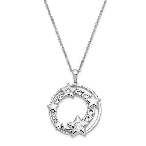 Sentimental Expressions Sterling Silver Rhodium-plated CZ Antiqued Once in a Lifetime Necklace, 18"