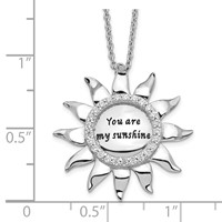 Sentimental Expressions Sterling Silver Rhodium-plated CZ Antiqued You Are My Sunshine Necklace, 18" view 4