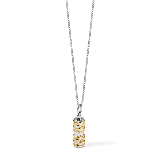 Sentimental Expressions Sterling Silver Rhodium-plated Cylinder Gold-tone Accent Ash Holder 18 Inch Necklace