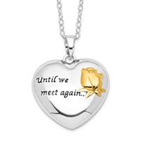 Sentimental Expressions Sterling Silver Rhodium-plated Antiqued Gold-tone Accent Until We Meet Again Heart Ash Holder Necklace, 18" view 1