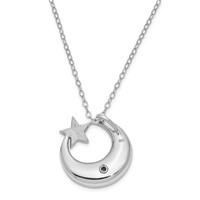 Sentimental Expressions Sterling Silver Rhodium Antiqued Just a Dream Away Moon Necklace with Gold-tone Accent Star Ash Holder, 18" view 3