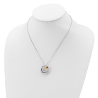 Sentimental Expressions Sterling Silver Rhodium Antiqued Just a Dream Away Moon Necklace with Gold-tone Accent Star Ash Holder, 18" view 5