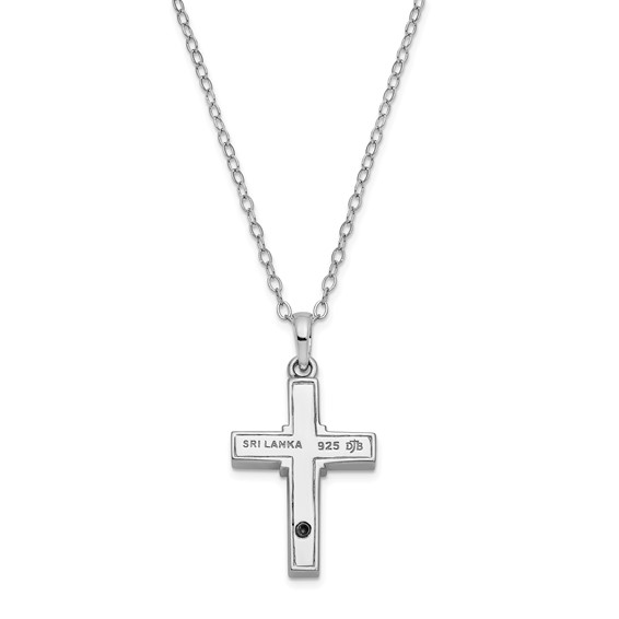 Sentimental Expressions Sterling Silver Rhodium-plated CZ Gold-tone Accent Cross Ash Holder 18 Inch Necklace