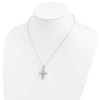 Sentimental Expressions Sterling Silver Rhodium-plated CZ Gold-plated Accent Cross Ash Holder Necklace, 18" view 5